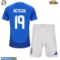 Italien Mateo Retegui #19 Heimtrikotsatz Kinder EM 2024 Kurzarm (+ Kurze Hosen)